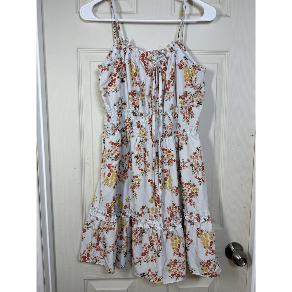 Indigo Rd Floral Spaghetti Strap Mini Dress Womens Medium Smocked Waist Ruffle